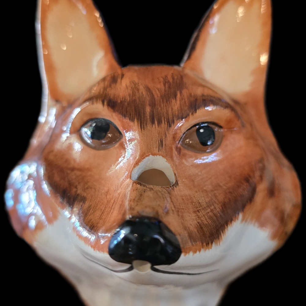 Babbacombe Fox Ceramic Figurine Holds Scissors And Ball Of String.
